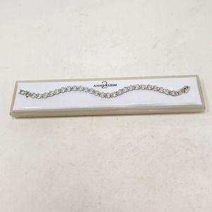Anne Klein 2 Silver Tone Rhinestone Bracelet Blue Green Pink Purple Costume New